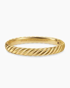 Sculpted Cable Bangle Bracelet 18K Yellow Gold, 8mm