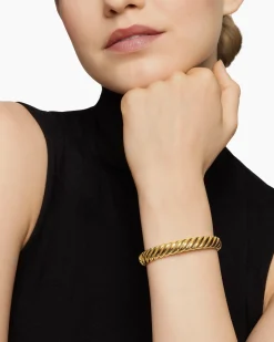 Sculpted Cable Bracelet 18K Yellow Gold, 10mm