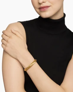 Sculpted Cable Bracelet 18K Yellow Gold, 10mm