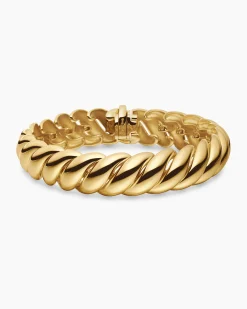 Sculpted Cable Bracelet 18K Yellow Gold, 14mm