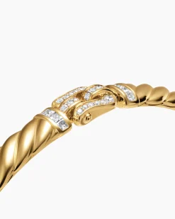 Sculpted Cable Buckle Bracelet 18K Yellow Gold with Diamonds, 6.2mm