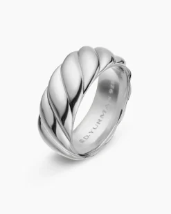 Sculpted Cable Contour Band Ring Sterling Silver, 9mm