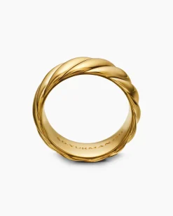 Sculpted Cable Contour Band Ring 18K Yellow Gold, 9mm