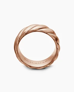 Sculpted Cable Contour Band Ring 18K Rose Gold, 9mm