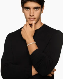 Sculpted Cable Cuff Bracelet 18K Yellow Gold with Diamonds, 7mm