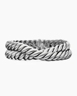 Sculpted Cable Double Wrap Bracelet Sterling Silver, 8.5mm