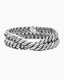 Sculpted Cable Double Wrap Bracelet Sterling Silver, 8.5mm