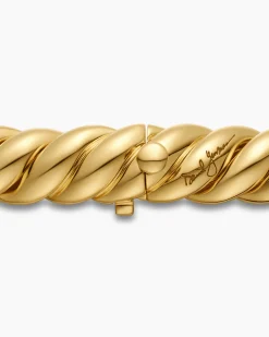 Sculpted Cable Double Wrap Bracelet 18K Yellow Gold, 8.5mm