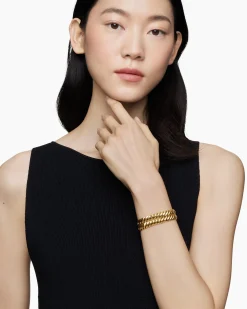 Sculpted Cable Double Wrap Bracelet 18K Yellow Gold, 8.5mm