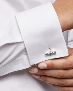 Sculpted Cable Elongated Cufflinks Sterling Silver, 22mm