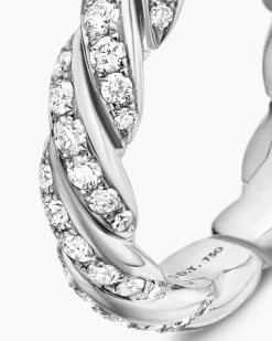Sculpted Cable Flex Band Ring 18K White Gold with Diamonds, 5mm