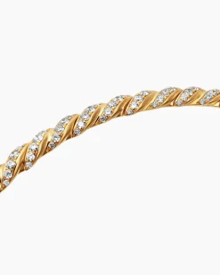 Sculpted Cable Flex Bracelet 18K Yellow Gold with Diamonds, 3.5mm