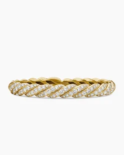 Sculpted Cable Flex Bracelet 18K Yellow Gold with Diamonds, 7.8mm