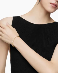 Sculpted Cable Flex Bracelet 18K Yellow Gold with Diamonds, 5mm