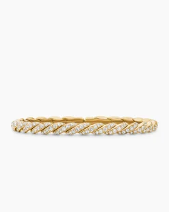Sculpted Cable Flex Bracelet 18K Yellow Gold with Diamonds, 5mm