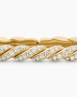 Sculpted Cable Flex Bracelet 18K Yellow Gold with Diamonds, 5mm