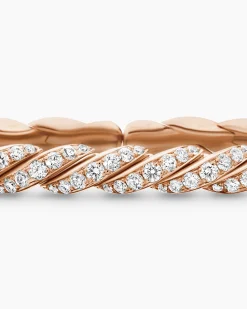 Sculpted Cable Flex Bracelet 18K Rose Gold with Diamonds, 5mm