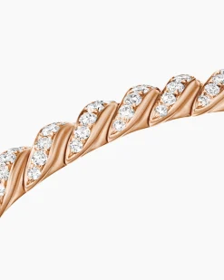 Sculpted Cable Flex Bracelet 18K Rose Gold with Diamonds, 5mm