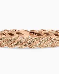 Sculpted Cable Flex Bracelet 18K Rose Gold with Cognac Diamonds, 7.8mm