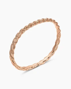 Sculpted Cable Flex Bracelet 18K Rose Gold with Cognac Diamonds, 5mm