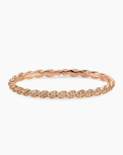 Sculpted Cable Flex Bracelet 18K Rose Gold with Cognac Diamonds, 5mm