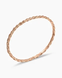 Sculpted Cable Flex Bracelet 18K Rose Gold with Cognac Diamonds, 3.5mm