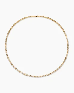 Sculpted Cable Flex Necklace 18K Yellow Gold with Diamonds, 3.7mm
