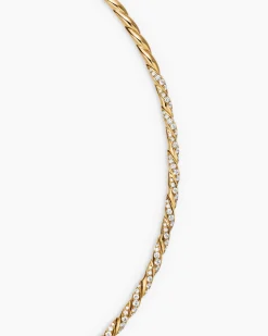 Sculpted Cable Flex Necklace 18K Yellow Gold with Diamonds, 3.7mm