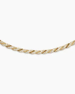 Sculpted Cable Flex Necklace 18K Yellow Gold with Diamonds, 3.7mm