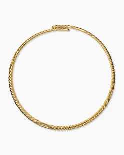 Sculpted Cable Flex Necklace 18K Yellow Gold, 5mm