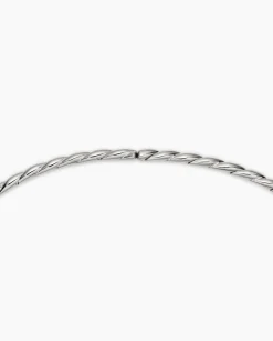 Sculpted Cable Flex Necklace 18K White Gold with Diamonds, 3.7mm