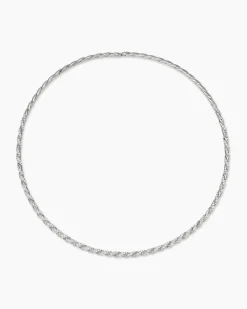 Sculpted Cable Flex Necklace 18K White Gold with Diamonds, 3.7mm