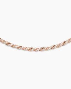 Sculpted Cable Flex Necklace 18K Rose Gold with Diamonds, 3.7mm