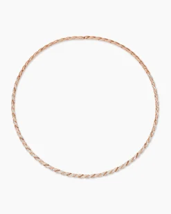 Sculpted Cable Flex Necklace 18K Rose Gold with Diamonds, 3.7mm