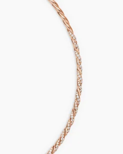 Sculpted Cable Flex Necklace 18K Rose Gold with Diamonds, 3.7mm