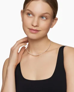 Sculpted Cable Flex Necklace 18K Rose Gold with Diamonds, 3.7mm