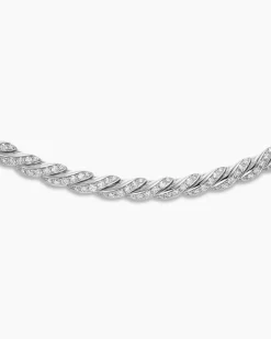 Sculpted Cable Flex Necklace 18K White Gold with Diamonds, 5mm