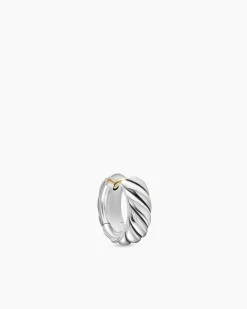 Sculpted Cable Hoop Earring Sterling Silver, 12.8mm