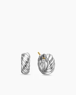 Sculpted Cable Hoop Earrings Sterling Silver, 14.4mm
