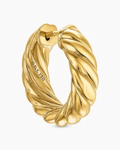 Sculpted Cable Hoop Earrings 18K Yellow Gold, 18.6mm