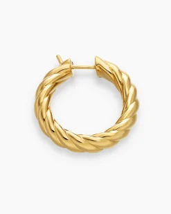 Sculpted Cable Hoop Earrings 18K Yellow Gold, 25.4mm