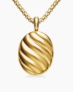 Sculpted Cable Locket 18K Yellow Gold, 24mm