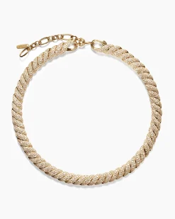 Sculpted Cable Necklace 18K Yellow Gold with Diamonds, 8.5mm