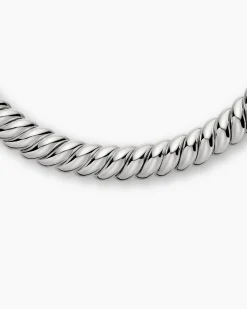 Sculpted Cable Necklace Sterling Silver, 14mm