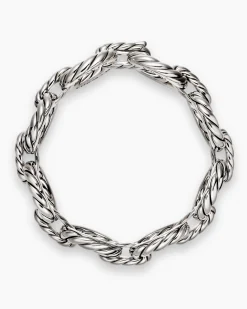 Sculpted Cable Oval Link Bracelet Sterling Silver, 18mm