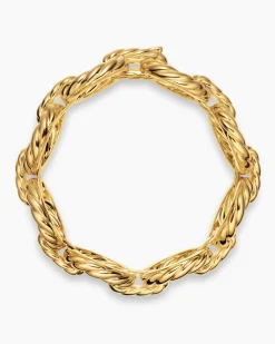 Sculpted Cable Oval Link Bracelet 18K Yellow Gold, 18mm