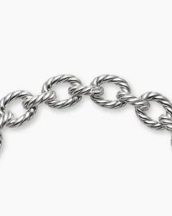 Sculpted Cable Oval Link Necklace Sterling Silver, 18mm
