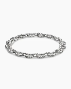 Sculpted Cable Oval Link Necklace Sterling Silver, 18mm