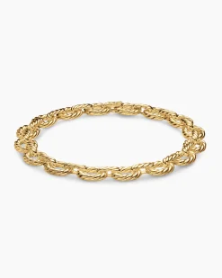 Sculpted Cable Oval Link Necklace 18K Yellow Gold, 18mm