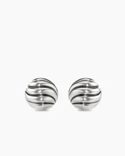 Sculpted Cable Stud Earrings Sterling Silver, 8mm